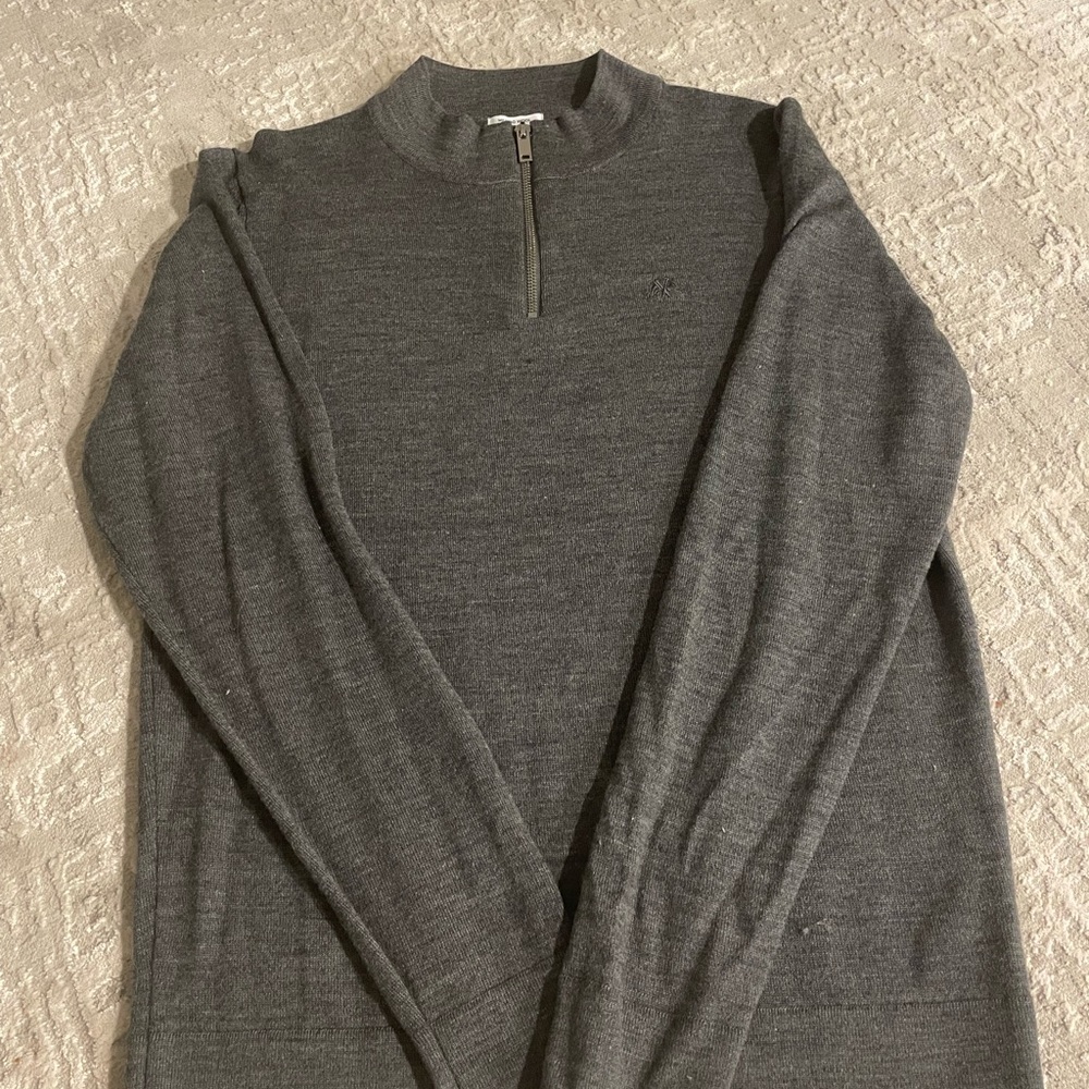 LINDBERGH Men's Grey 1/4 Zip Pullover Sweater Merino Wool Blend Knit Top Small